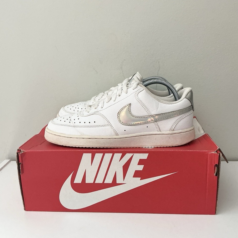 Nike CW5596-100 Women's Court Vision Low Sneaker‎ Iridescent White Size 8.5